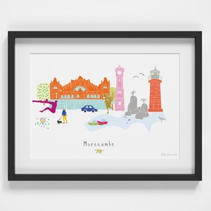 Morecambe Skyline Cityscape Sehenswürdigkeiten Kunstdruck