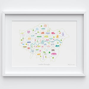 Kaart van Londen boroughs Art Print