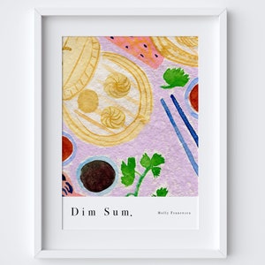 Dim Sum Chinese Art Print - Watercolour Pastel Poster - Homecooking Kitchen Poster - China Art