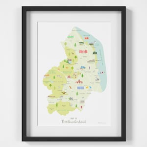 Map of Northumberland Art Print