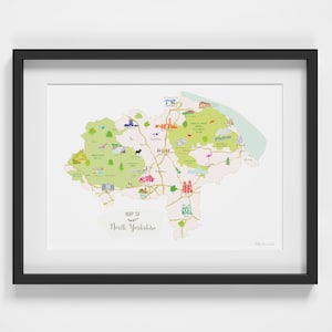 Kaart van North Yorkshire Art Print