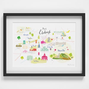 Carte d'Edimbourg Art Print (version noir/blanc disponible)