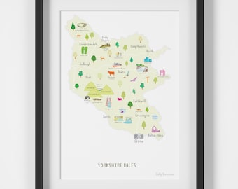 Yorkshire Dales National Park Map Art Print