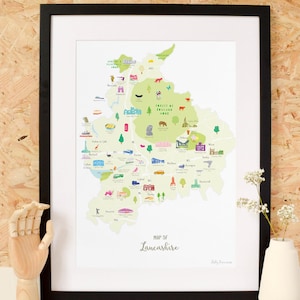 Mapa Lancashire wydruk artystyczny