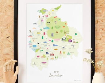 Map of Lancashire Art Print