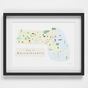 Kaart van Massachusetts Art Print