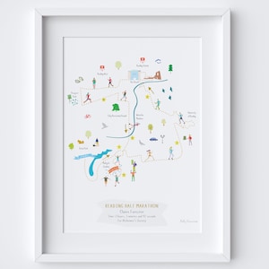 Impression artistique de la carte du parcours du semi-marathon (personnalisation incluse)