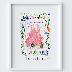 Sagrada Familia, Barcelona, Katalonien Spanien - Spanisches Wahrzeichen Reiseplakat - Reisegeschenk Backpacker - Kulturerbe Gemälde Gaudí Architektur
