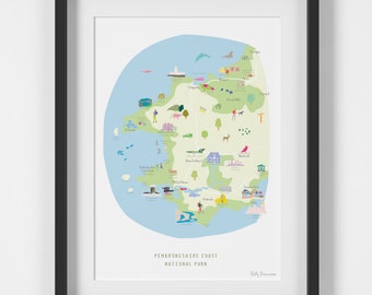 Map of the Pembrokeshire Coast National Park Art Print