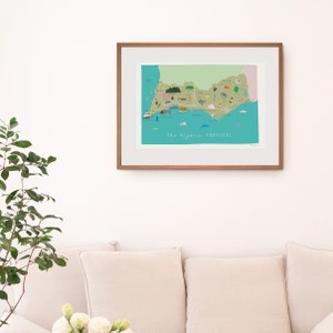 Map of The Algarve Art Print Illustration Southern Portugal Travel Poster Mediterranean image 3