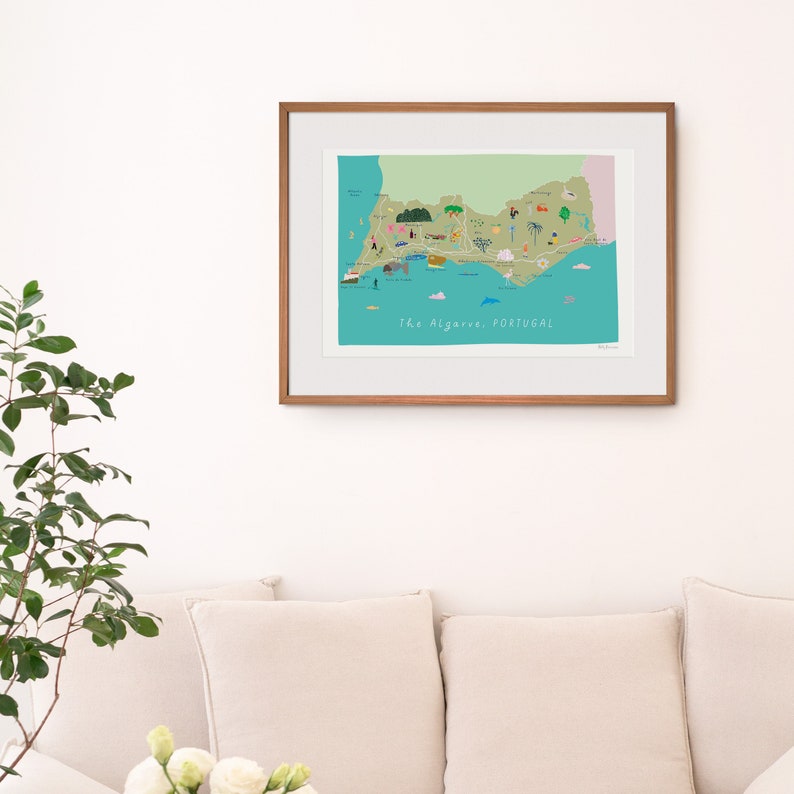 Map of The Algarve Art Print Illustration Southern Portugal Travel Poster Mediterranean image 3