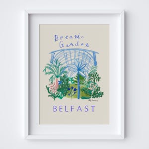Belt Botanic Garden Kunstdruck - Nordirland Reiseplakat - UK Blumengewächshaus Wandkunst - Sofortiger Download Digital Printable