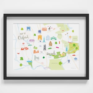 Kaart van Oxford Art Print