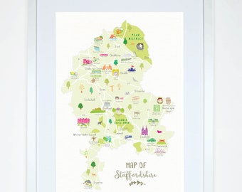 Map of Staffordshire Art Print