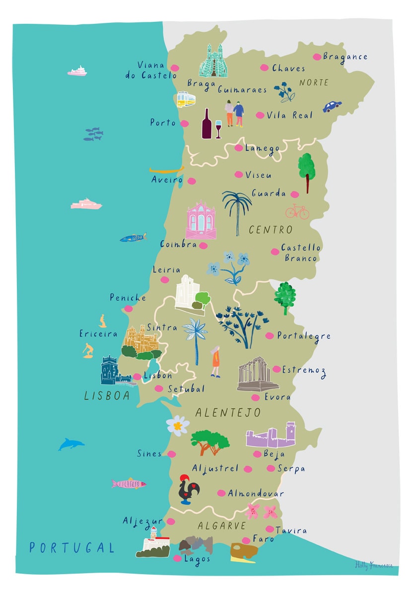 Mapa de Portugal com destaque do Algarve