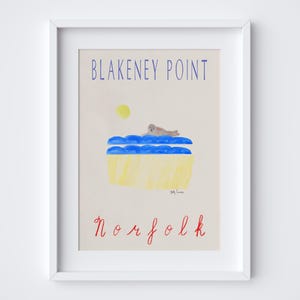 Blakeney Norfolk Art Print - Blakeney Point Travel Poster - British Coast Seals Wall Art - Modern Coastal - Instant Digital Printable