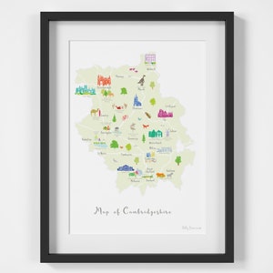 Mapa Cambridgeshire wydruk artystyczny