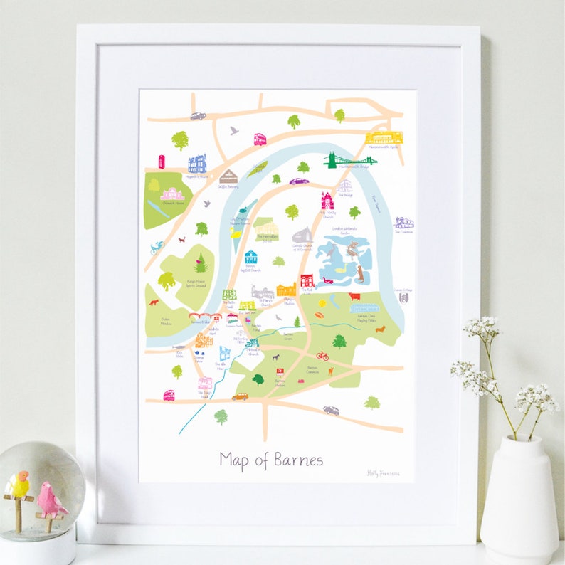 Map of Barnes, South West London Art Print image 5