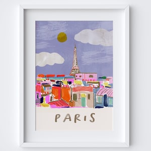Toits de Paris et ciel bleu - impression de voyage monument français - impression d'art parisienne - art mural tour Eiffel France