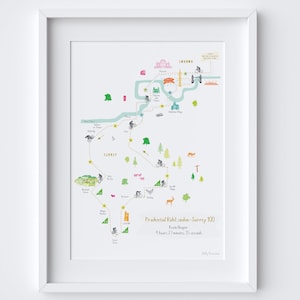 RideLondon-Surrey 46 & 100 Fiets/Fiets Routekaart Art Print (Personalisatie inbegrepen)