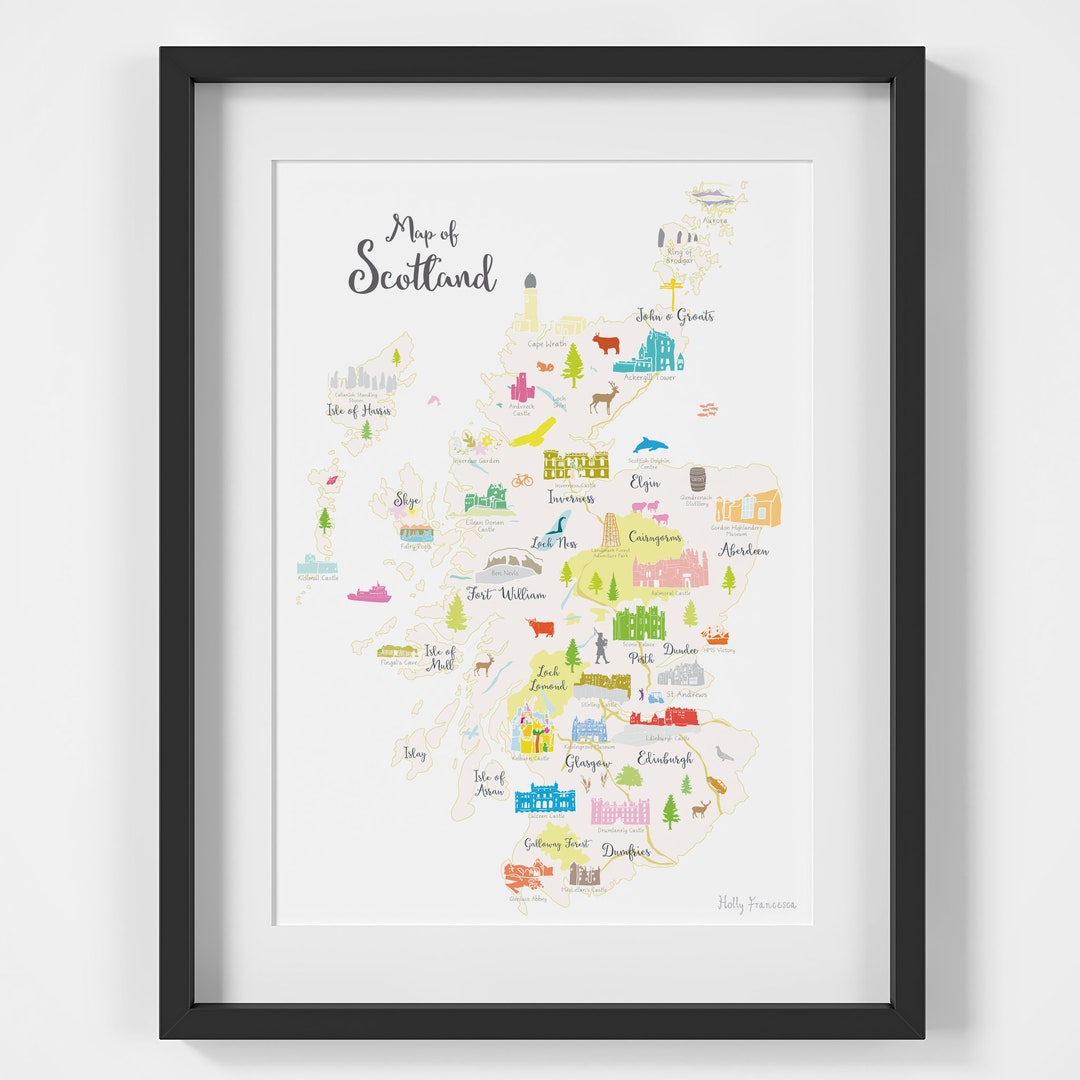 Scotland Map Print Out Map of Scotland Art Print - Etsy