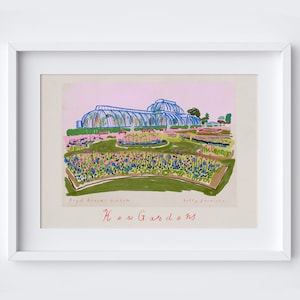 Kew Gardens Kunstdruck | Royal Botanic Gardens Poster | Richmond Surrey Wand Kunst | London Gewächshaus Wahrzeichen | Druck einer botanischen Reise