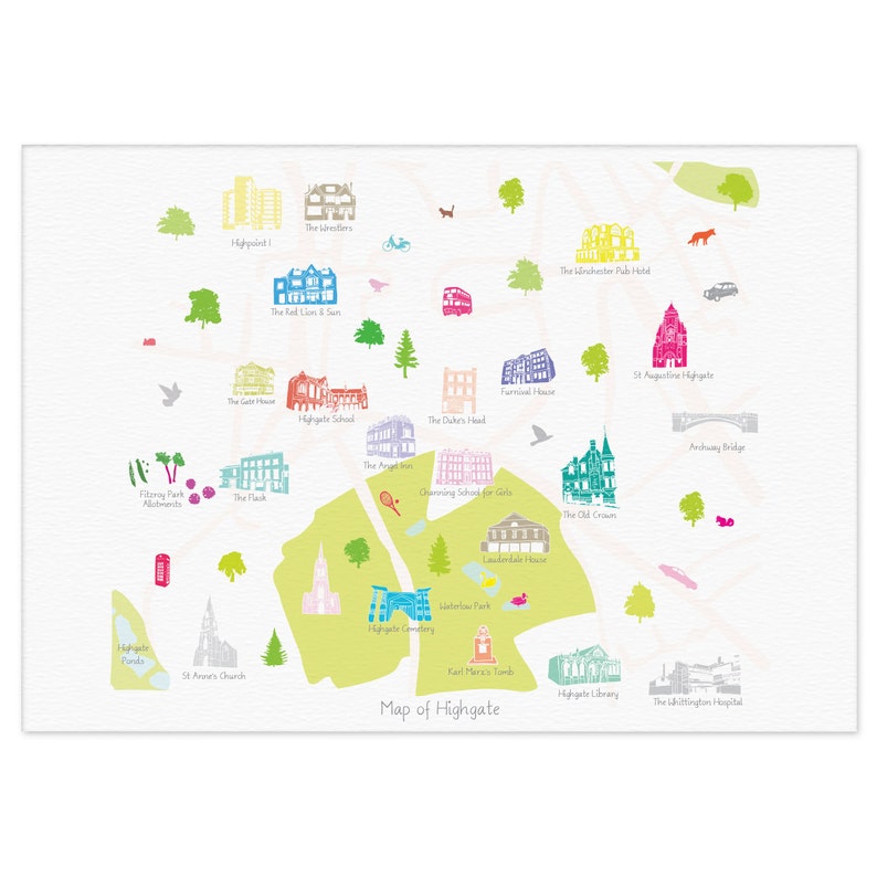 Map of Highgate, North London Print image 2