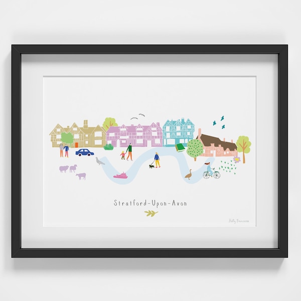 Stratford-Upon-Avon Skyline Landmarks Art Print