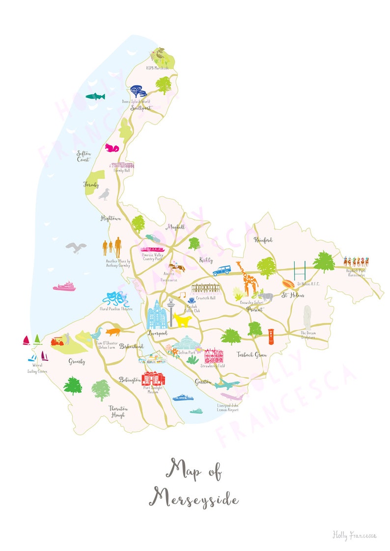 Map of Merseyside Art Print image 6