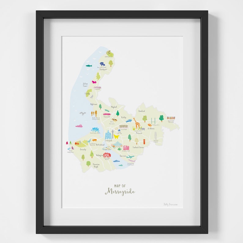 Map of Merseyside Art Print image 1