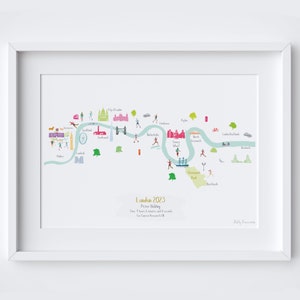 London Running Map Art Print (Personalisation Included) - Marathon finisher gift - Runner's Milestone Art - London Running Route Poster