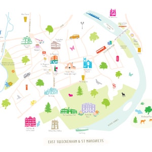 Map of St Margarets &amp; East Twickenham, South West London Art Print - Etsy