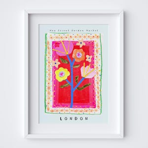New Covent Garden Art Print - London Flower Market Travel Poster - British Wall Art - Modern Floral Home Decor - Instant Digital Printable