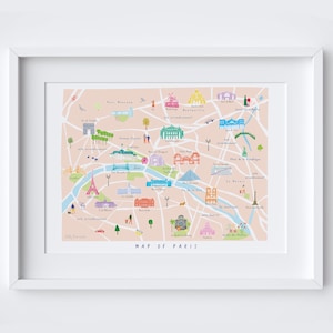 Carte personnalisée de Paris Illustrated Art Print / Ajouter votre propre mémoire précieuse