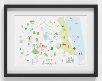 Map of Sandwich, Kent Art Print