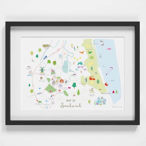 ケント州サンドイッチの地図アートプリント - Etsy 日本