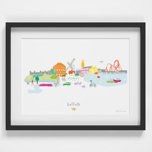 Suffolk County Skyline Landscape Landmarks Art Print