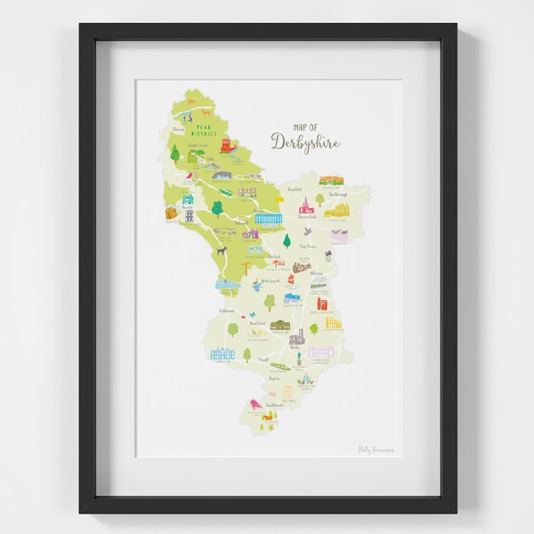 Map of Derbyshire Art Print