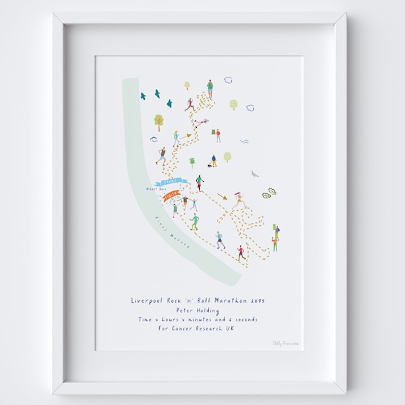 Liverpool Marathon 2018 Finishers Personalised Route Map Print gift for runner