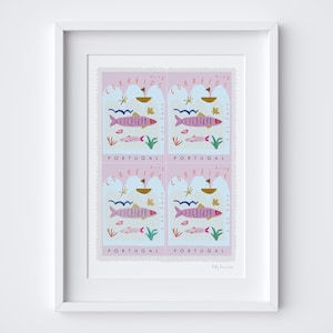 Portugal Kunst Druck - Portugisische Briefmarke Reise Poster - Sardinen Wand Kunst - Moderne Lissabon Porto - Sofortiger Download - Digital Printable
