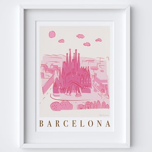 Barcelona, Spanien Skyline Stadtbild Wahrzeichen Aussichtspunkt Szene Kunstdruck - Reisegeschenk - La Sagrada Familia