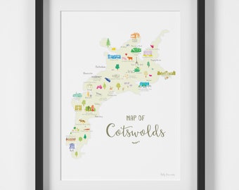 Map of The Cotswolds Art Print