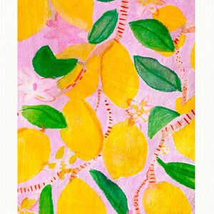 Positano Lemons Art Print Watercolour Painting Food Fruit Produce Art Limoni Italiani Italy Italian Lemonade Kitchen Poster image 3