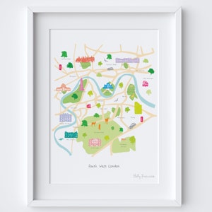 Kaart van Zuid-West Londen Art Print