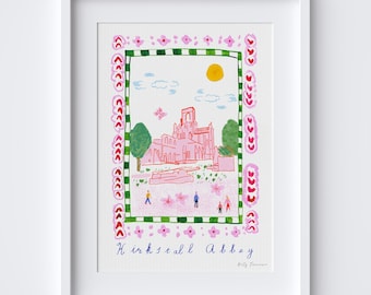 Kirkstall Abbey Leeds Art Print – Historic Leeds Landmark Poster – West Yorkshire Wall Art – Leeds Travel Gift