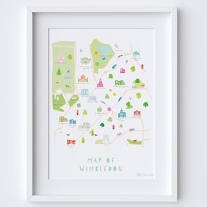 Kaart van Wimbledon Londen Art Print