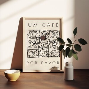 Portuguese Coffee Art Print - Portugal Travel Poster - Portuguese Trip Wall Art Gift - Cafe Tiles Table Design Azulegos - DIGITAL DOWNLOAD image 6
