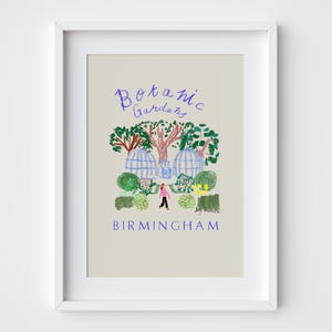 Birmingham Botanic Gardens Kunstdruck - Midlands Travel Poster - UK Floral Gewächshaus Wandkunst - Instant Download Digital Printable