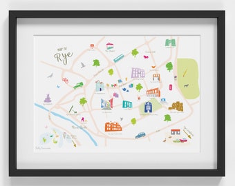 Map of Rye, East Sussex Art Print