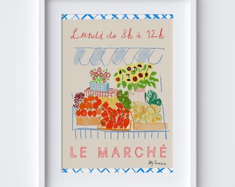 French Kitchen Poster – Farmer's Market Art Print - Digital Download - Food Produce France gift